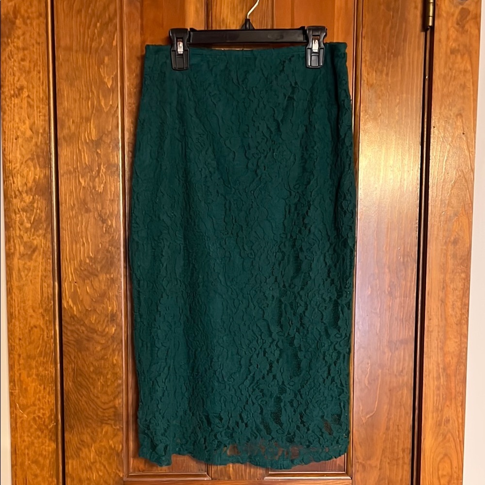 Xhilaration Dark Green Lace Midi Skirt